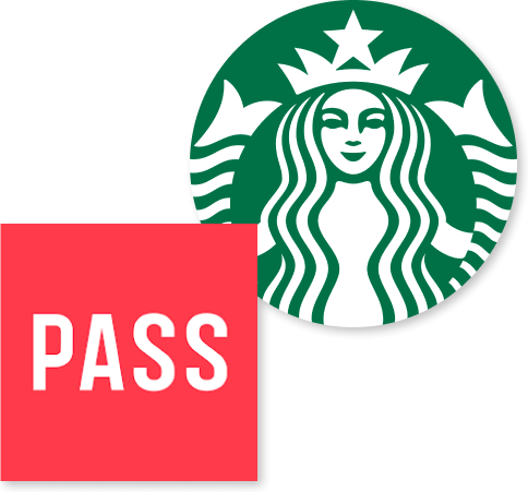 pass인증서 로고와 스타벅스 로고